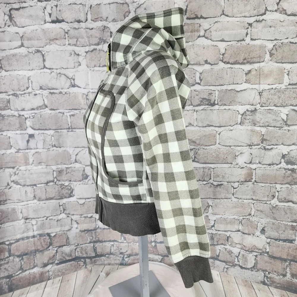 Lululemon Athletica  Original Scuba Hoodie Two-Tone Green Checker Plaid No Size - Picture 5 of 11